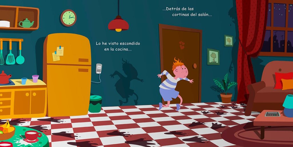 Ilustración interior del álbum Cómo cazar un dragón sin salir de casa