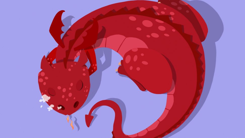 Ilustración de un dragón rojo de Cómo cazar un dragón sin salir de casa