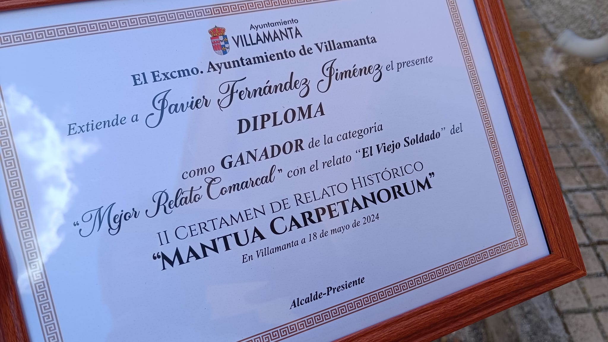 Diploma del II Certamen de Relato Histórico Mantua Carpetanorum