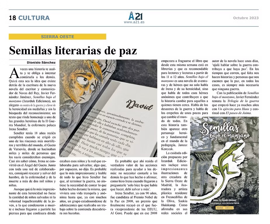 Semillas bajo el manzano en el periódico A21