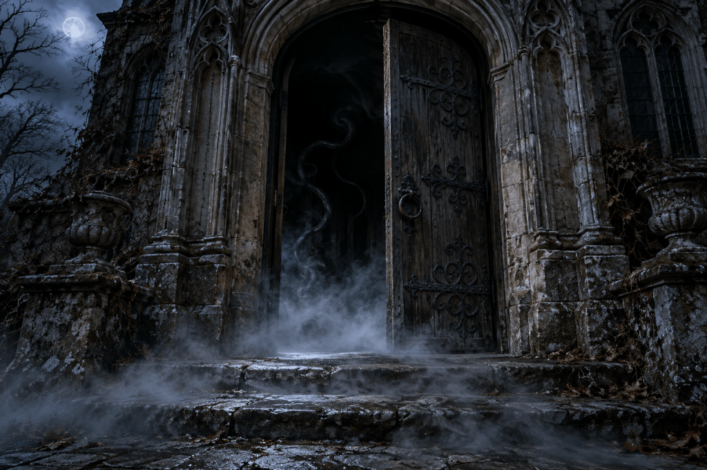 La puerta oscura envuelta en terrores y misterios
